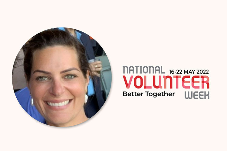 Picture of Shannon smiling next to National Volunteers Week logo.