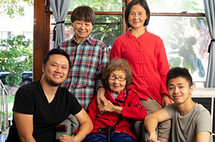 A family photo of the Wang family